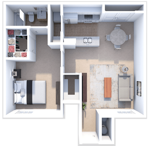 a floor plan of a one bedroom apartment